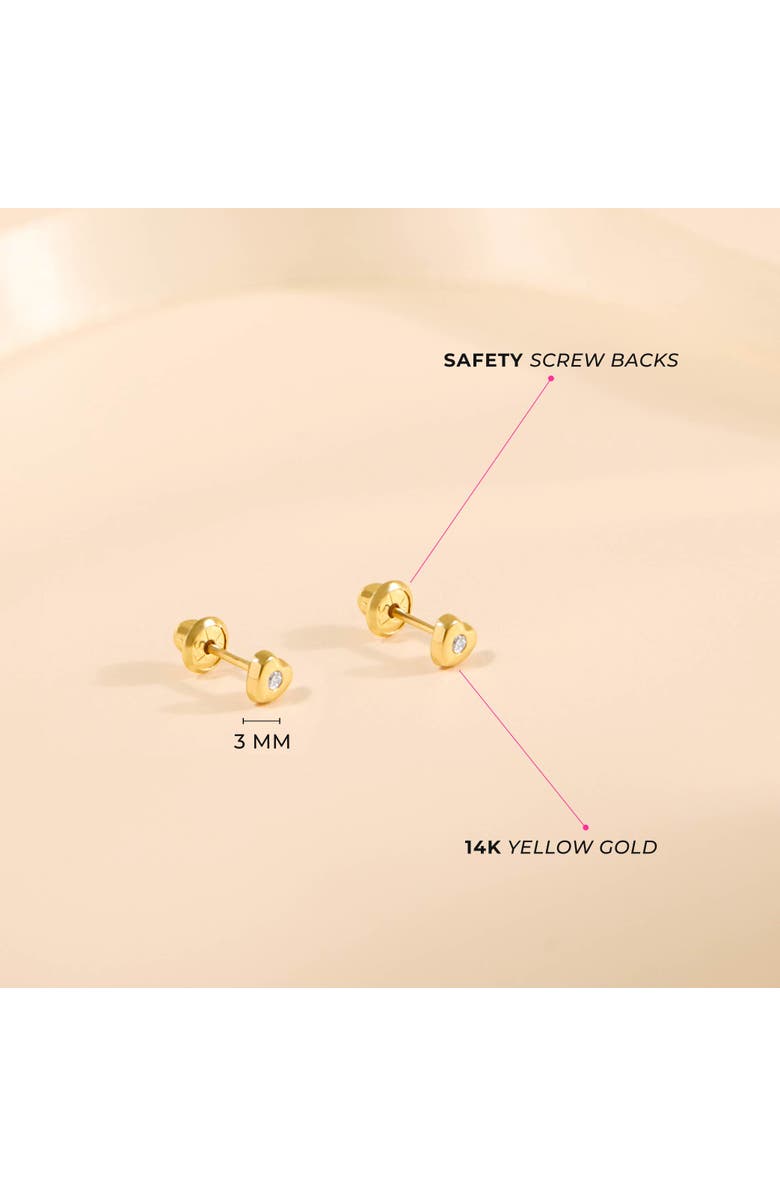 In Season Jewelry 14kie Tiny Cubic Zirconia Heart Earrings, Alternate, color, Gold