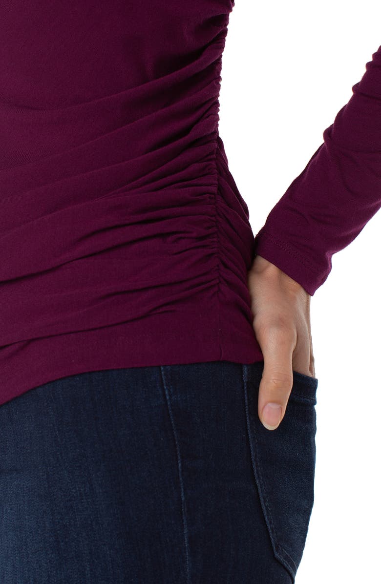 Liverpool Los Angeles Long Sleeve Ruched Knit Top, Alternate, color, Wine Berry