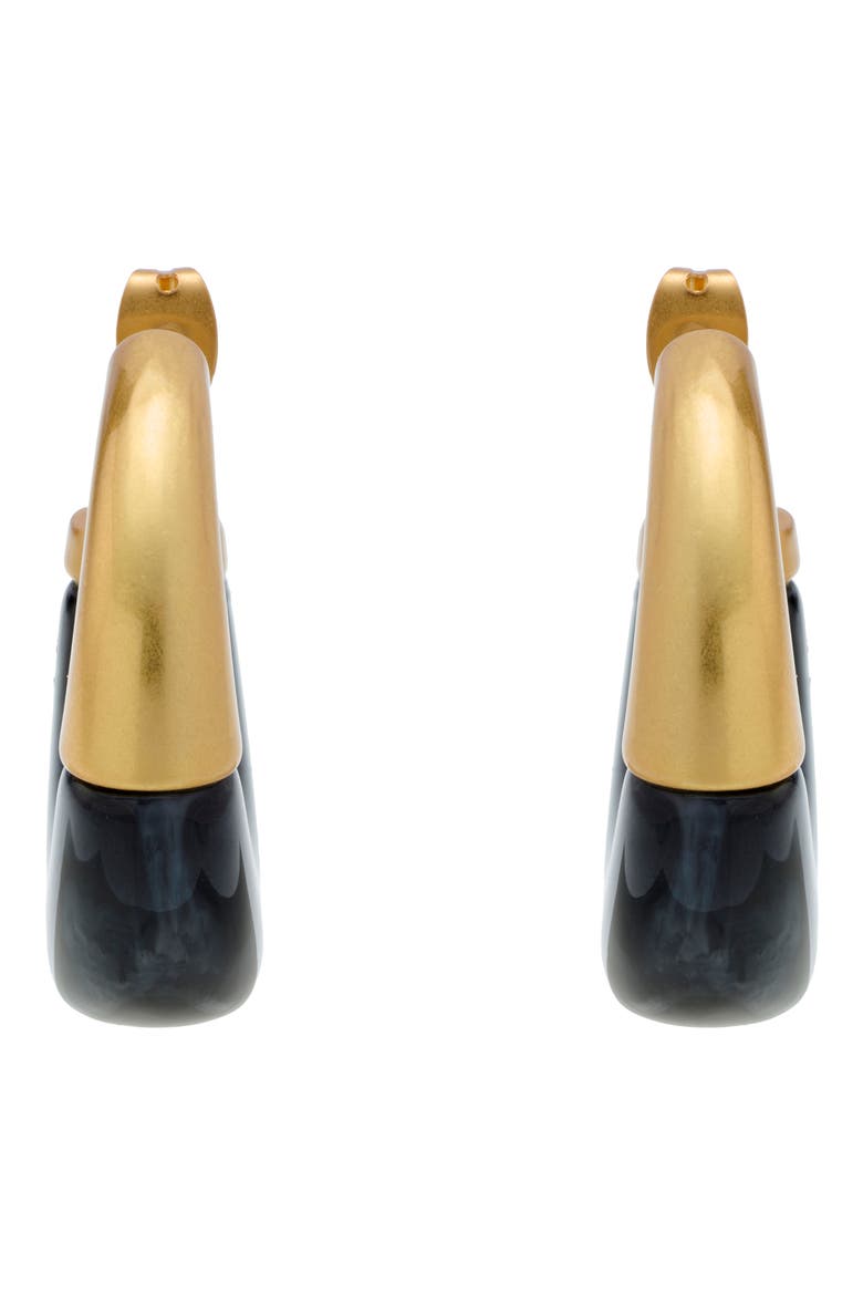 Samira Scoop Hoop Earrings, Alternate, color, GOLD TONE / BLACK MARBLE