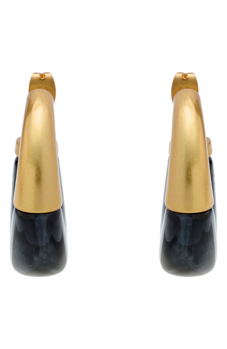 Reiss Samira Scoop Hoop Earrings, Alternate, color, Gold Tone / Black Marble
