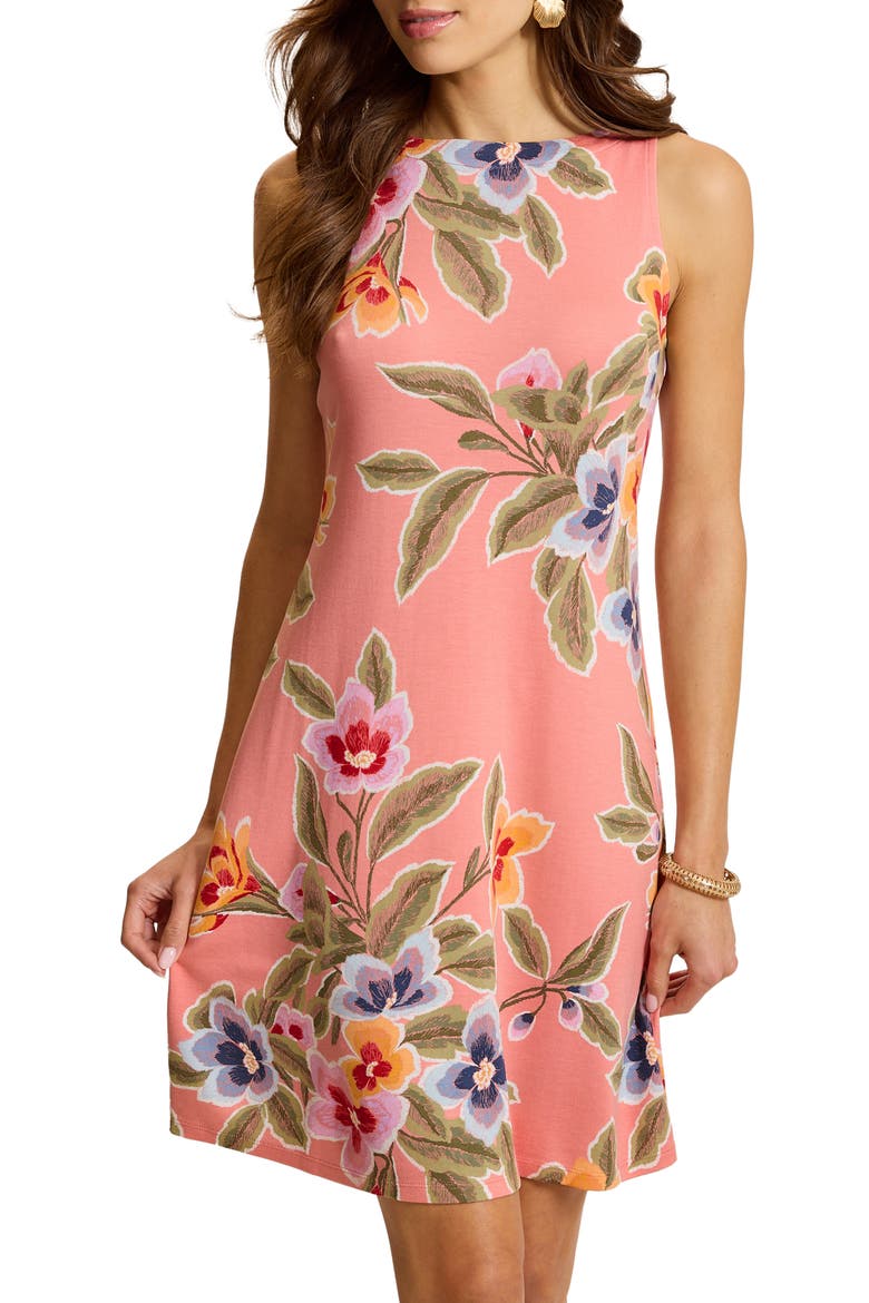 Darcy Ocean Petals Sleeveless Dress, Alternate, color, CORAL PINK