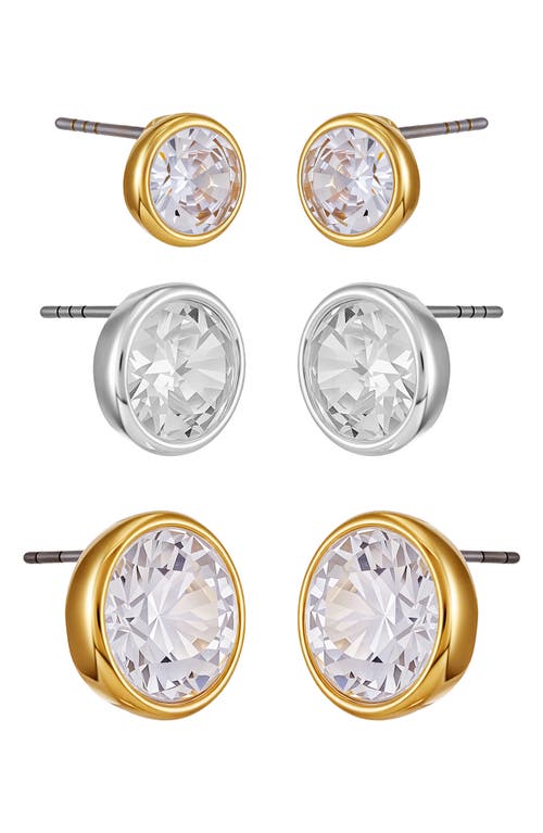 Vince Camuto Set Of 3 Cubic Zirconia Stud Earrings In Gold