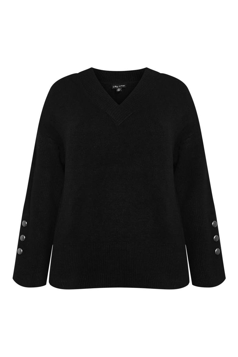 Dorothy Button Cuff Sweater, Alternate, color, BLACK