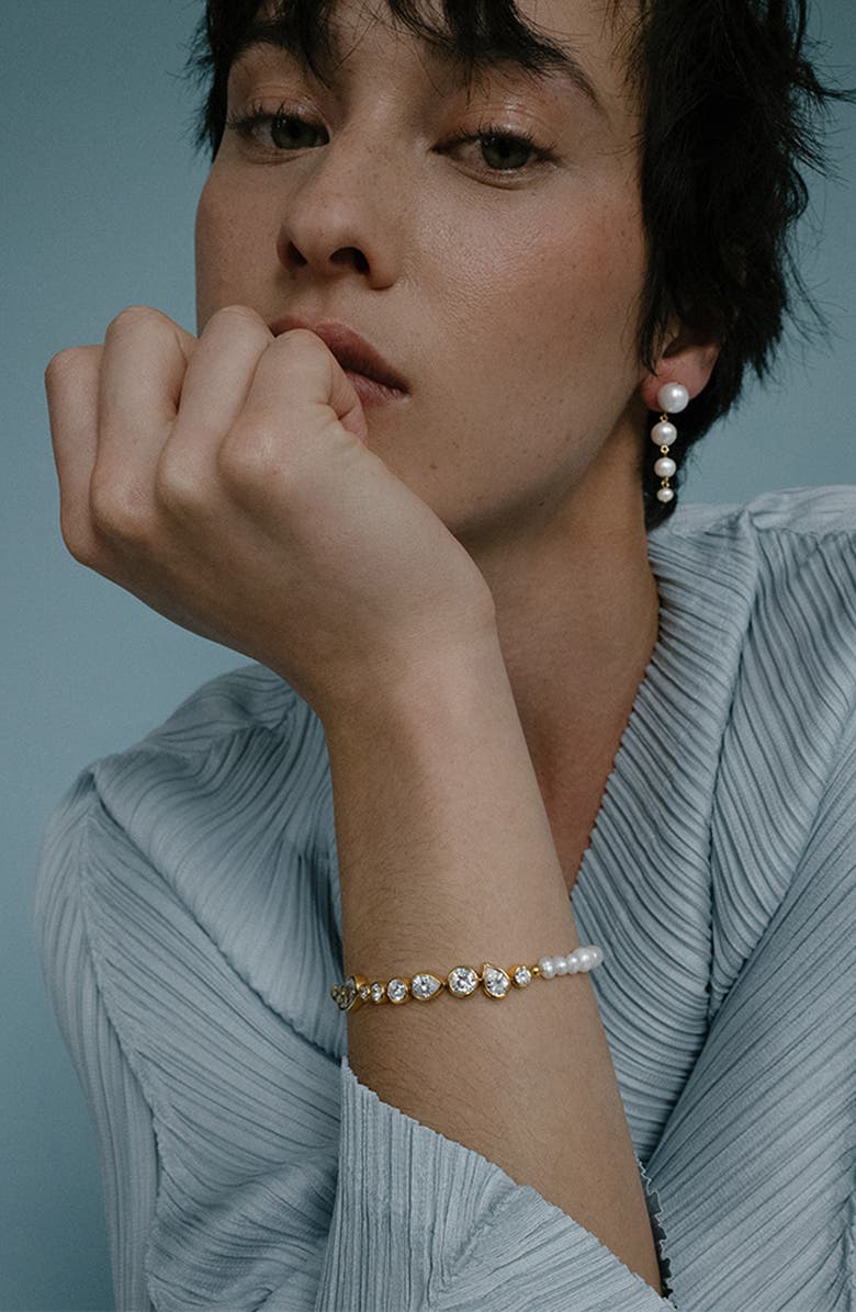 COMPLETEDWORKS Freshwater Pearl & Cubic Zirconia Bracelet, Alternate, color, 18Ct Gold Plated