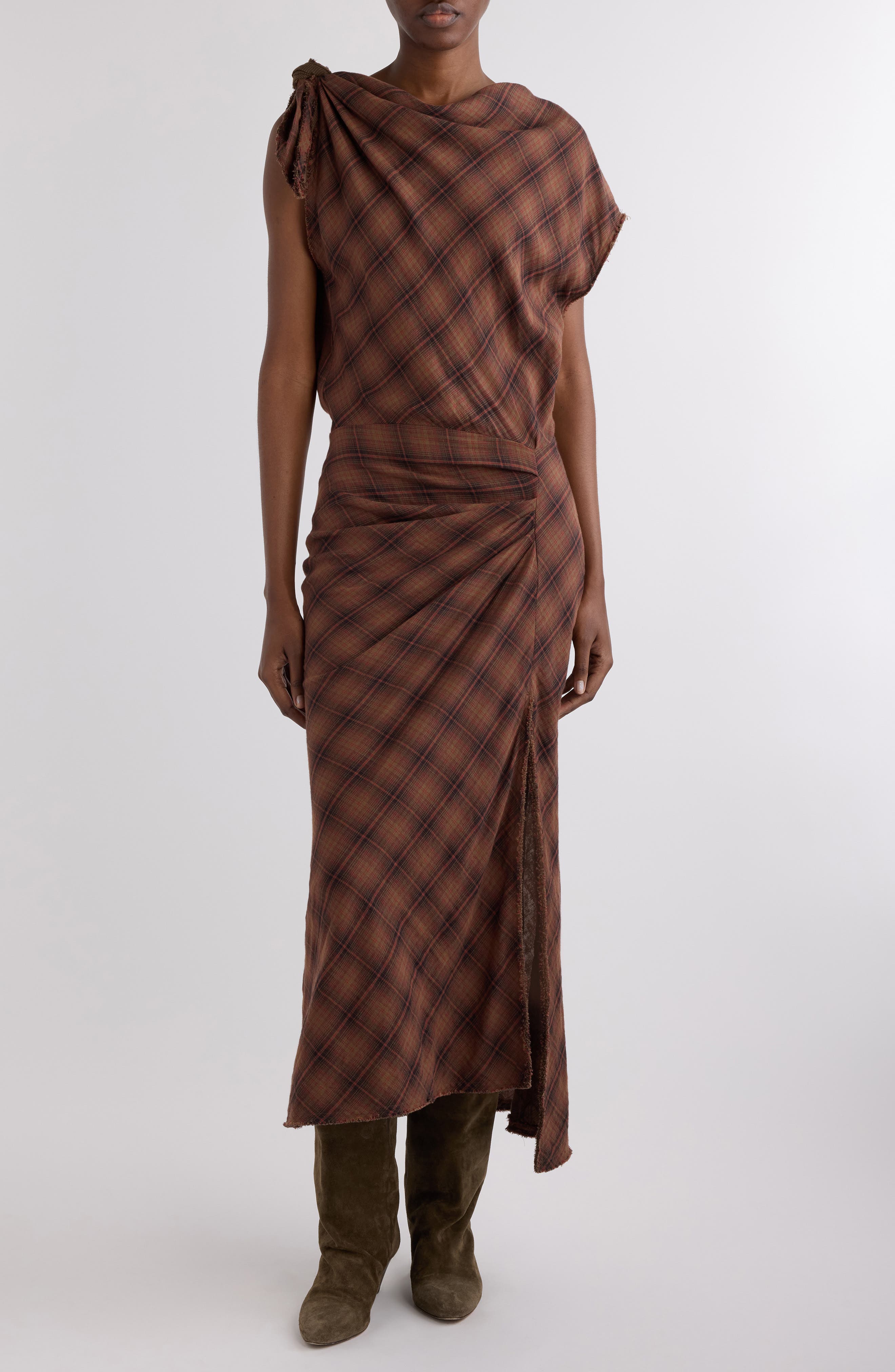 Isabel Marant Étoile Naerys Plaid Cotton Maxi Dress