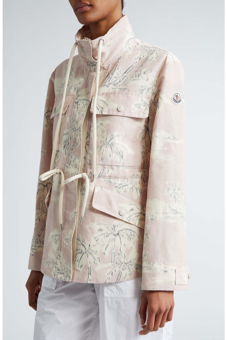 Marpe Palm Print Hooded Jacket, Alternate, color, BEIGE