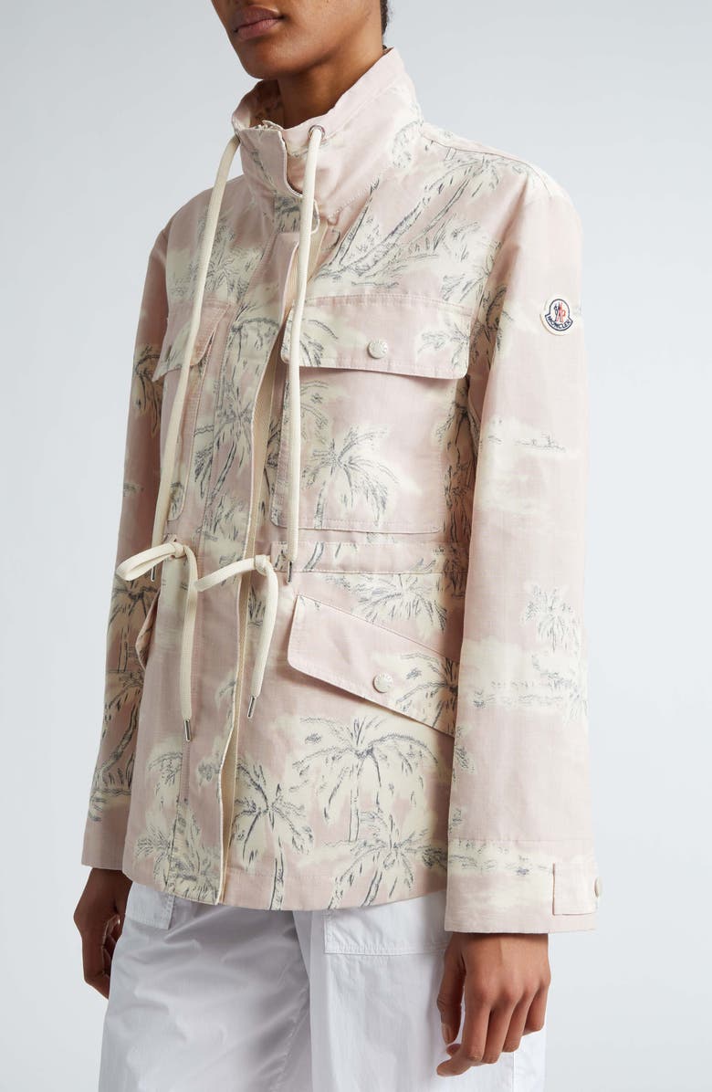 Moncler Marpe Palm Print Hooded Jacket, Alternate, color, 