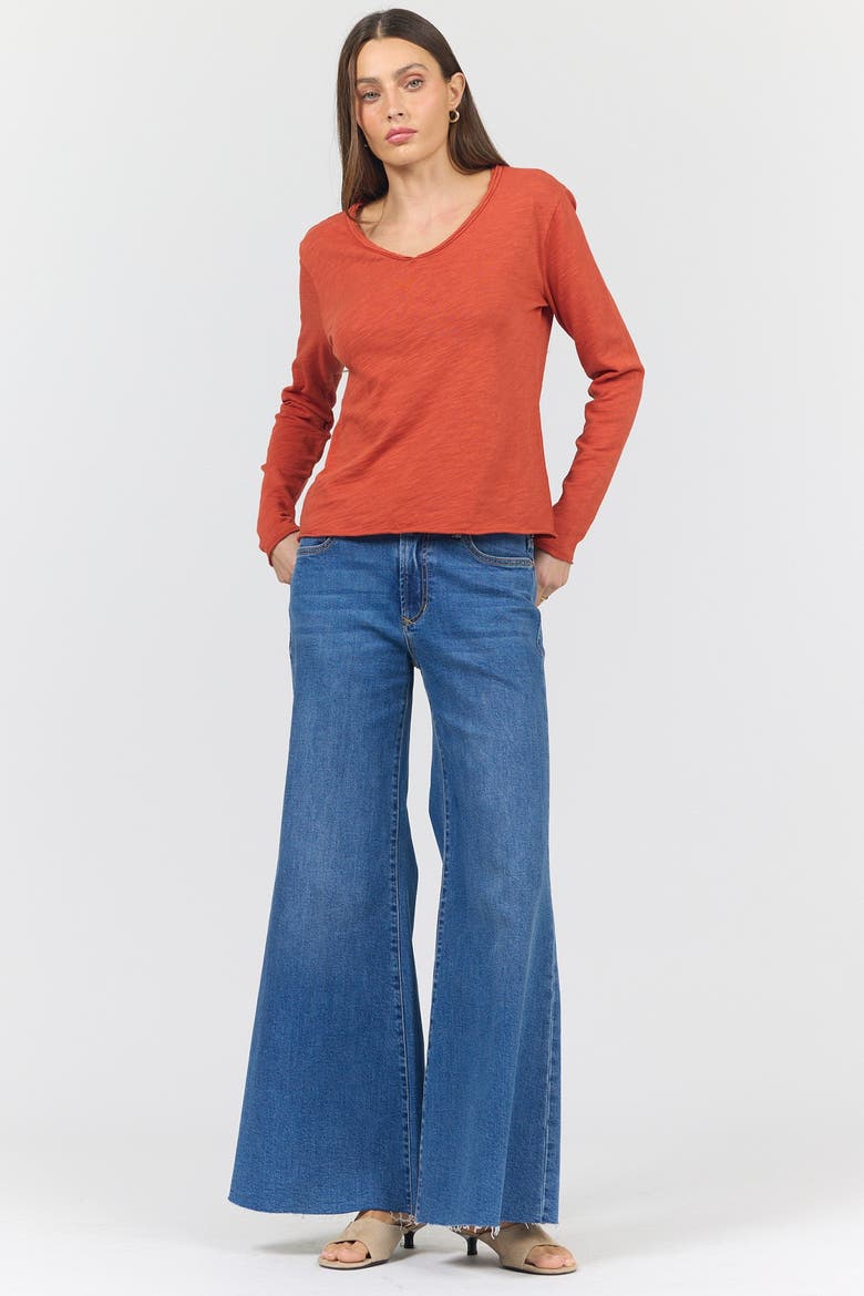 Vanya Long Sleeve V-Neck Slub Knit T-Shirt, Alternate, color, Rooibos Tea