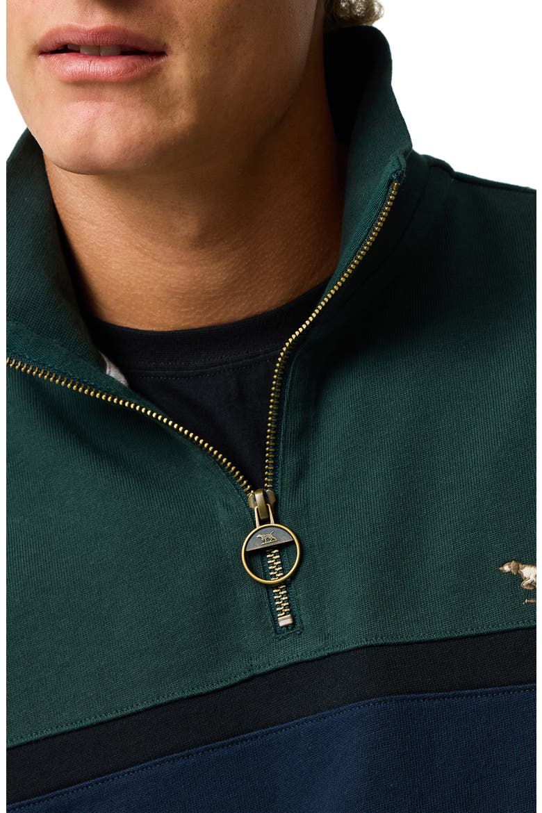 Chesterfield Chest Stripe Quarter Zip Long Sleeve Polo, Alternate, color, FOREST