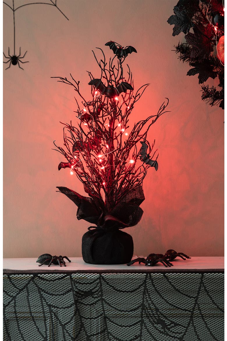 20"H Halloween Lighted Bats Table Tree Decor, Alternate, color, Black
