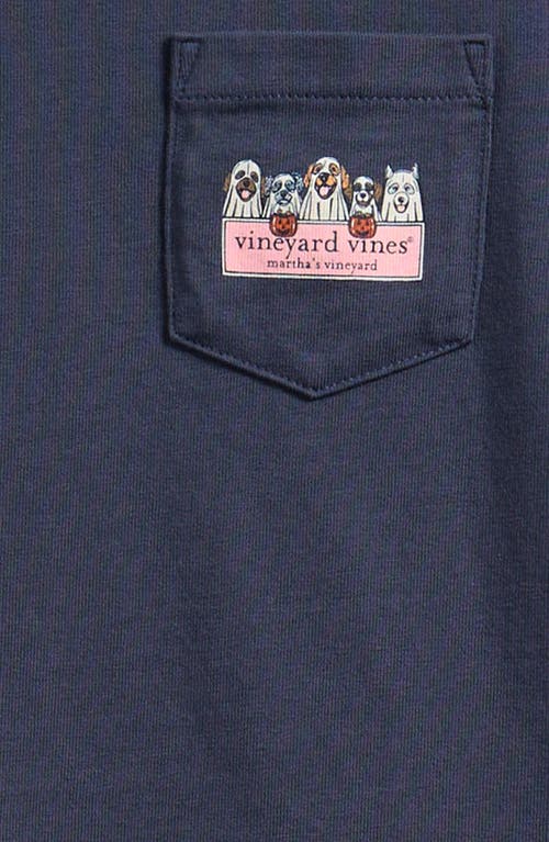 Vineyard Vines Kids' Ghost Pups Long Sleeve Cotton Graphic T-shirt In Blue