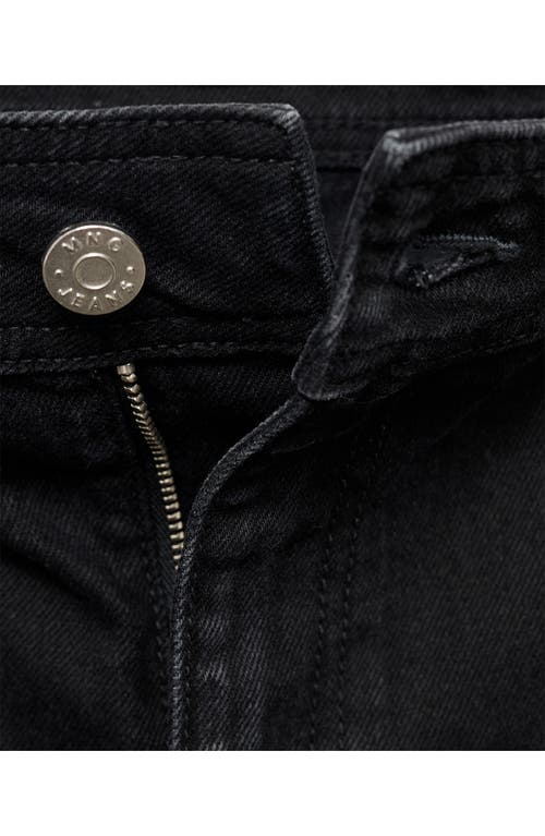 Shop Mango Catherin Raw Hem High Waist Wide Leg Culotte Jeans In Black Denim