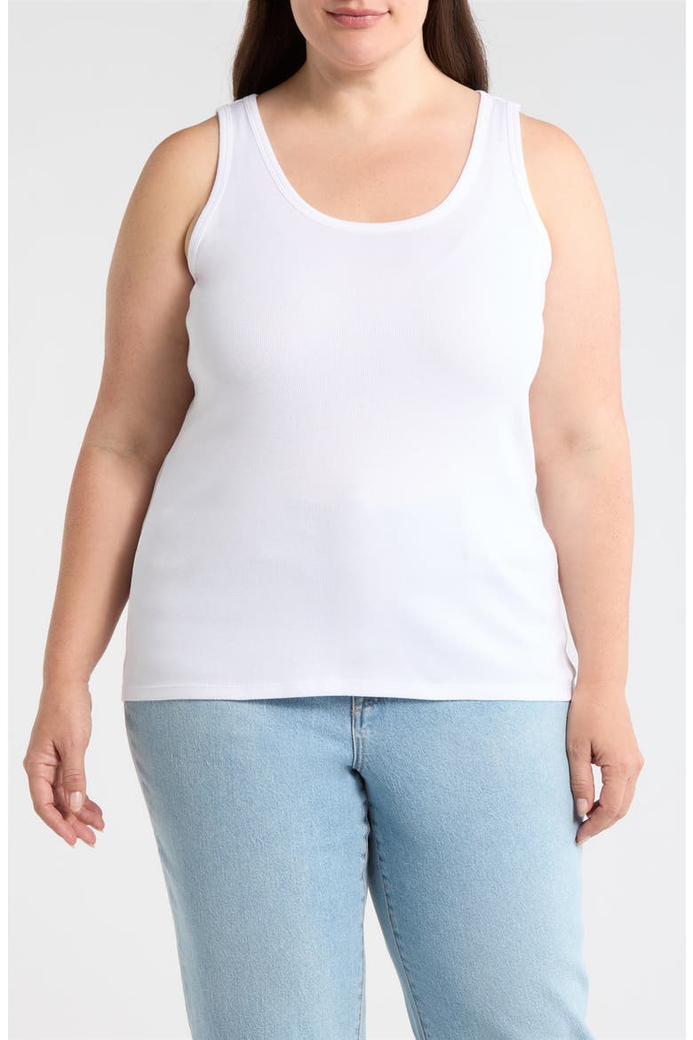 Scoop Neck Organic Cotton Tank, Main, color, WHITE