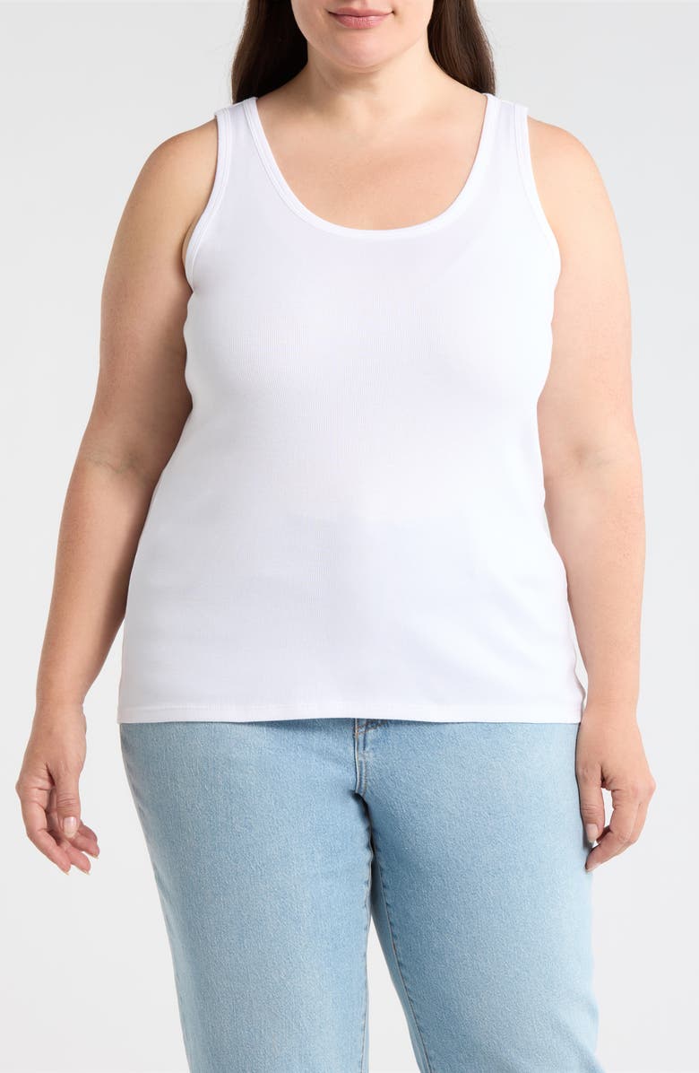 Eileen Fisher Scoop Neck Organic Cotton Tank, Main, color, White