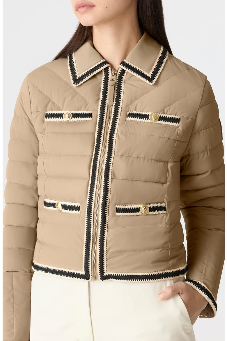 Petunia Water Repellent Braid Trim Down Puffer Jacket, Alternate, color, LIGHT CAMEL
