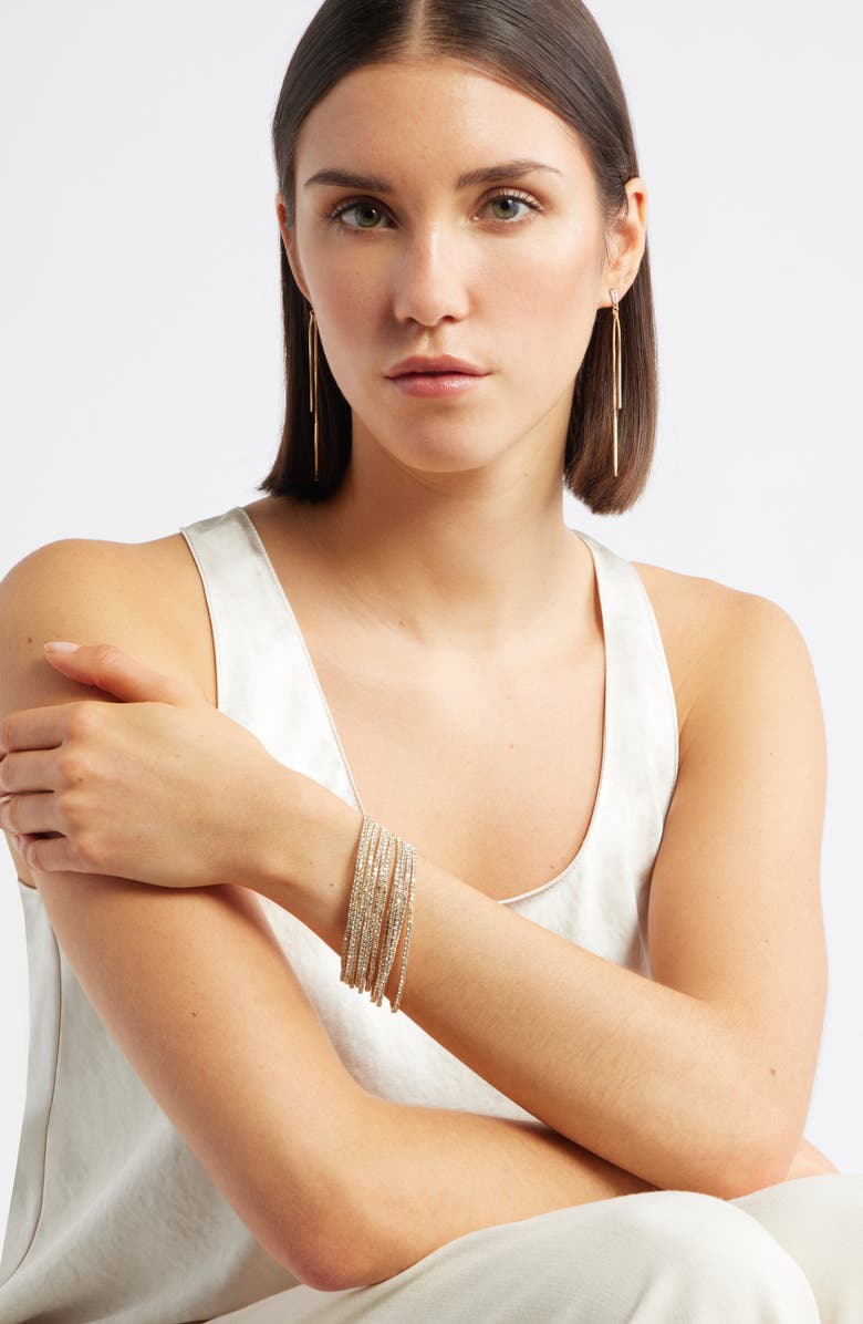 Nordstrom Cubic Zirconia Linear Drop Earrings, Alternate, color, Clear- Gold