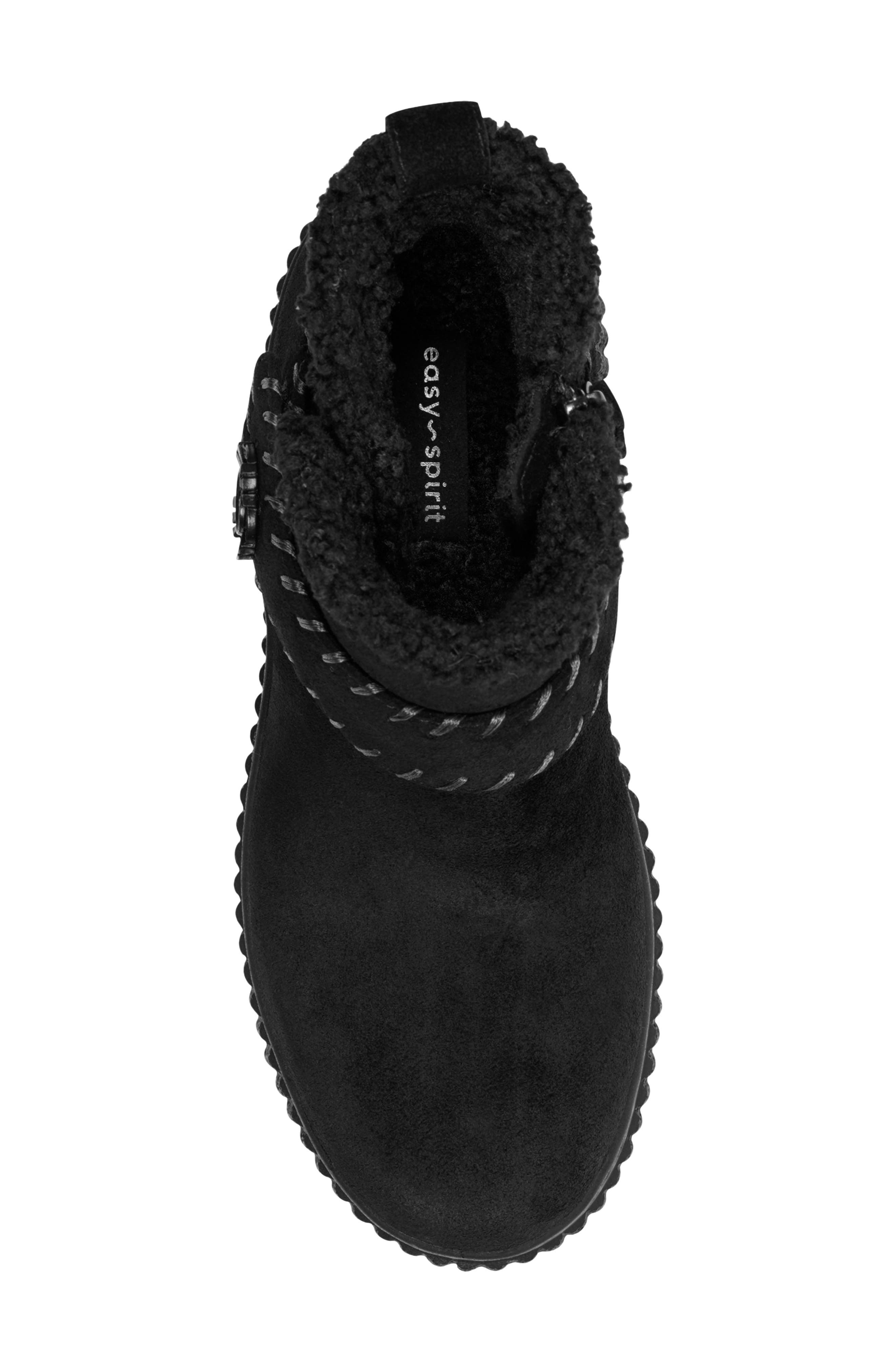 Easy Spirit Brendan Faux Fur Trim Bootie, Alternate, color, Black