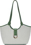 Miztique Two Tone Canvas & Faux Leather Tote