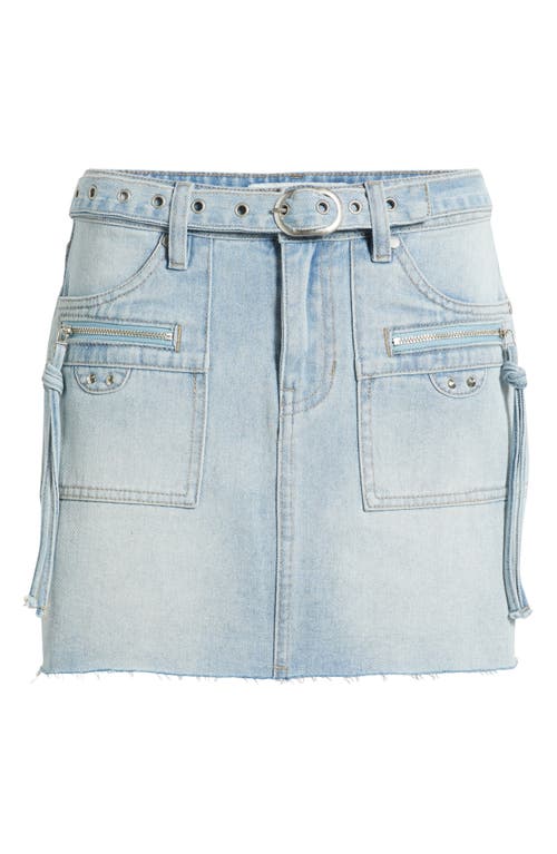 Ptcl Eve Moto Zip Pocket Denim Miniskirt In Light Indigo