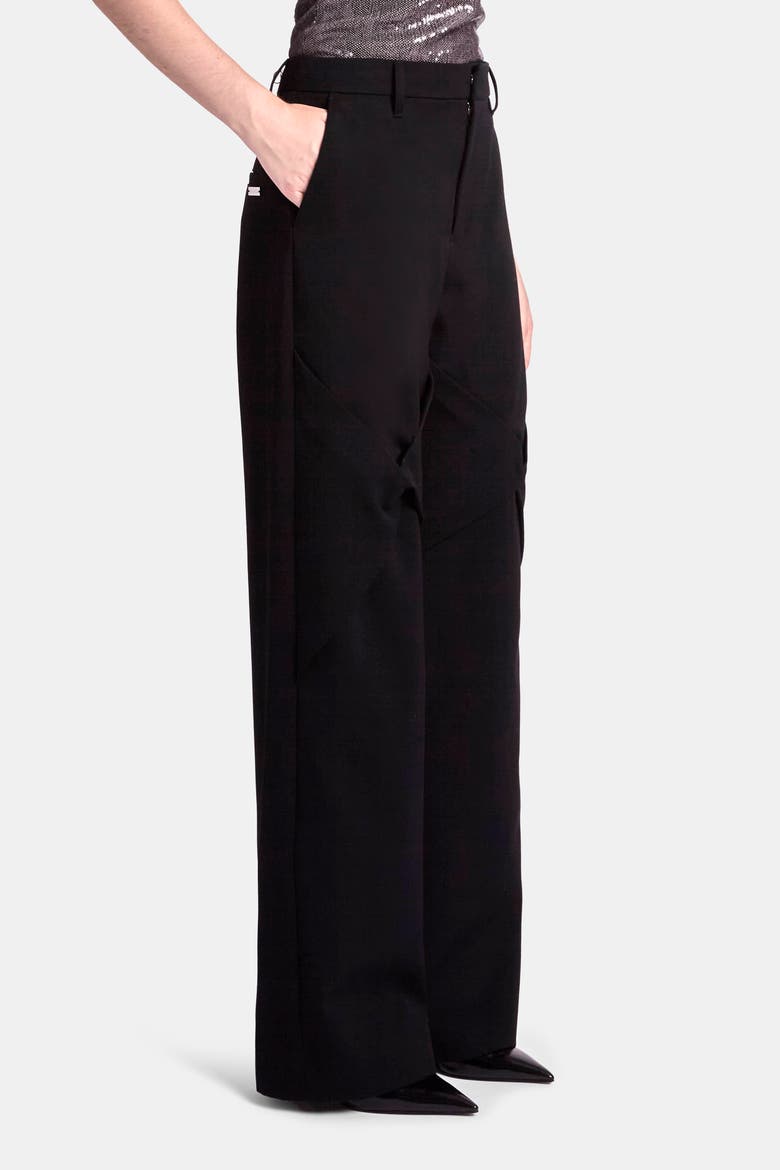 Draped Knee Black Wool Trouser, Alternate, color, Black