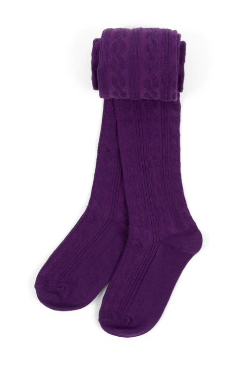 Girls Cable Knit Tights, Cotton Blend