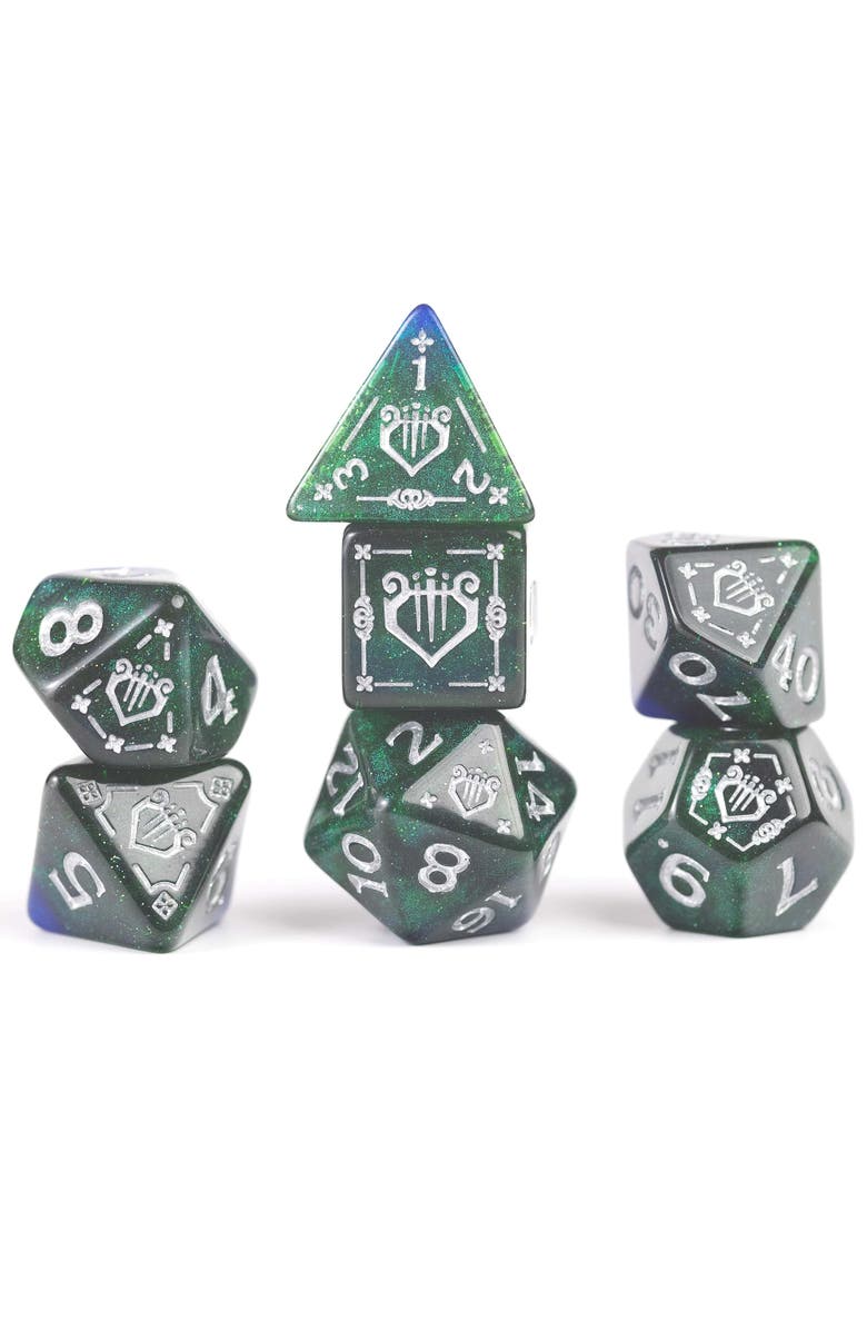 Dungeons & Dragons D&D Adventure Dice Bard Blue & Green, 15Pc Rpg Set, Alternate, color, Multicolored