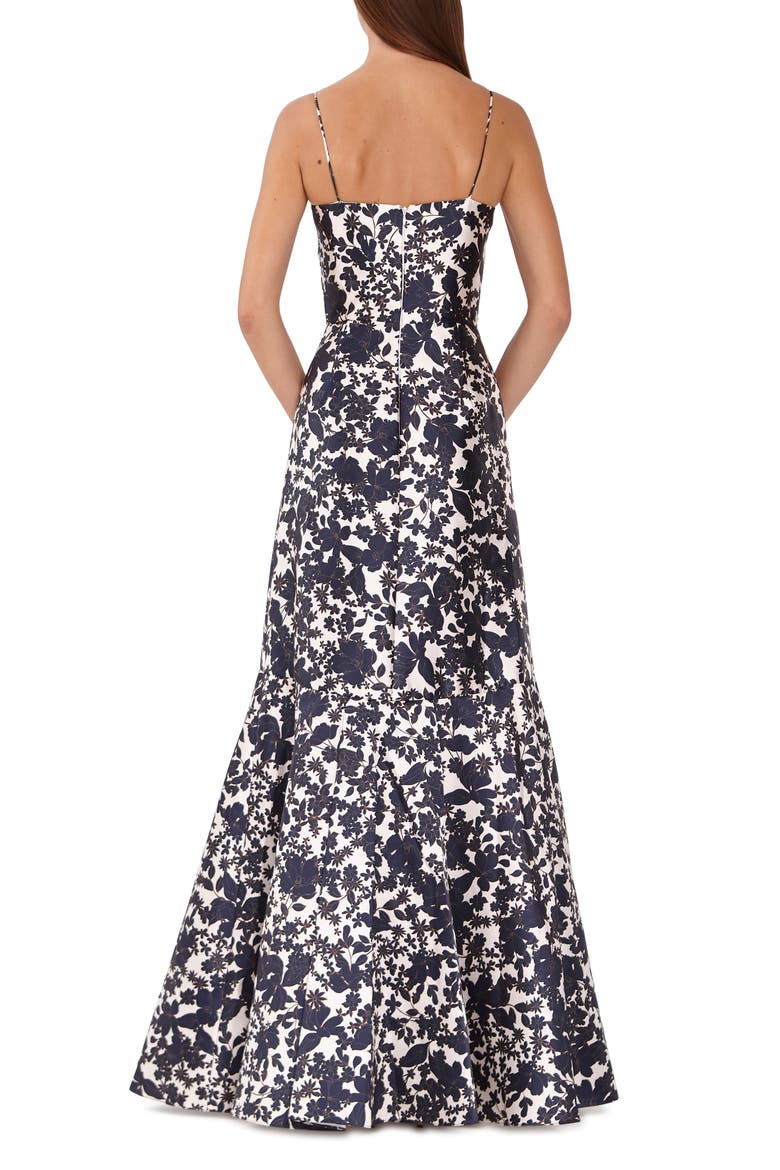 Floral Print Mikado Dress, Alternate, color, NAVY COMBO