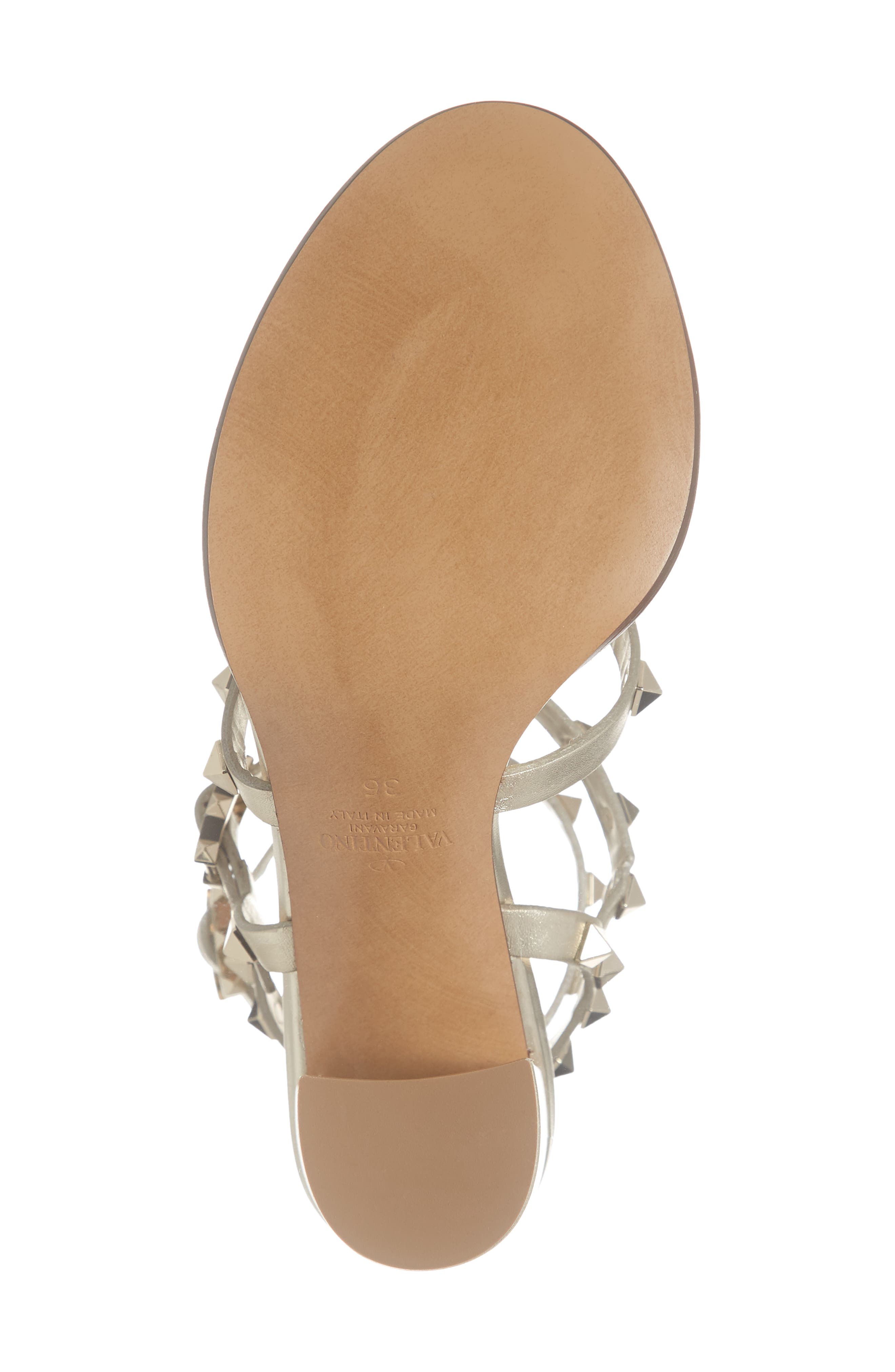 Valentino Garavani Rockstud Metallic Block Heel Sandal, Alternate, color, 