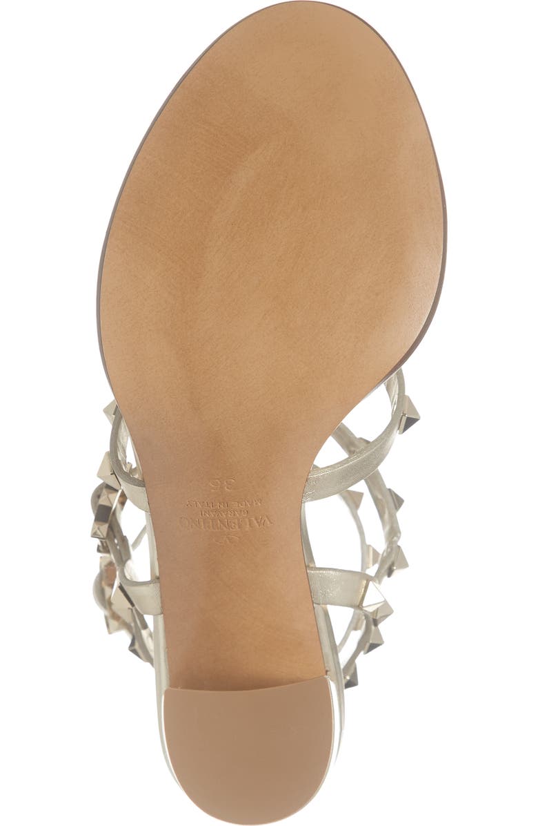 Valentino Garavani Rockstud Metallic Block Heel Sandal, Alternate, color,