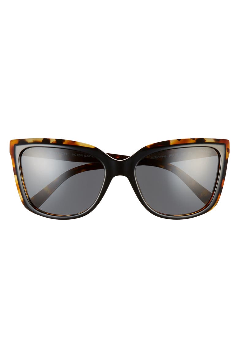 56mm Cat Eye Sunglasses, Alternate, color, TORTOISE BLACK/ BLACK SOLID