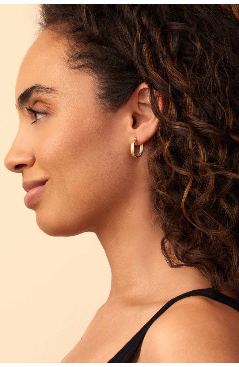 Oradina 18K Yellow Gold I'm Ready Hoops, Alternate, color, 