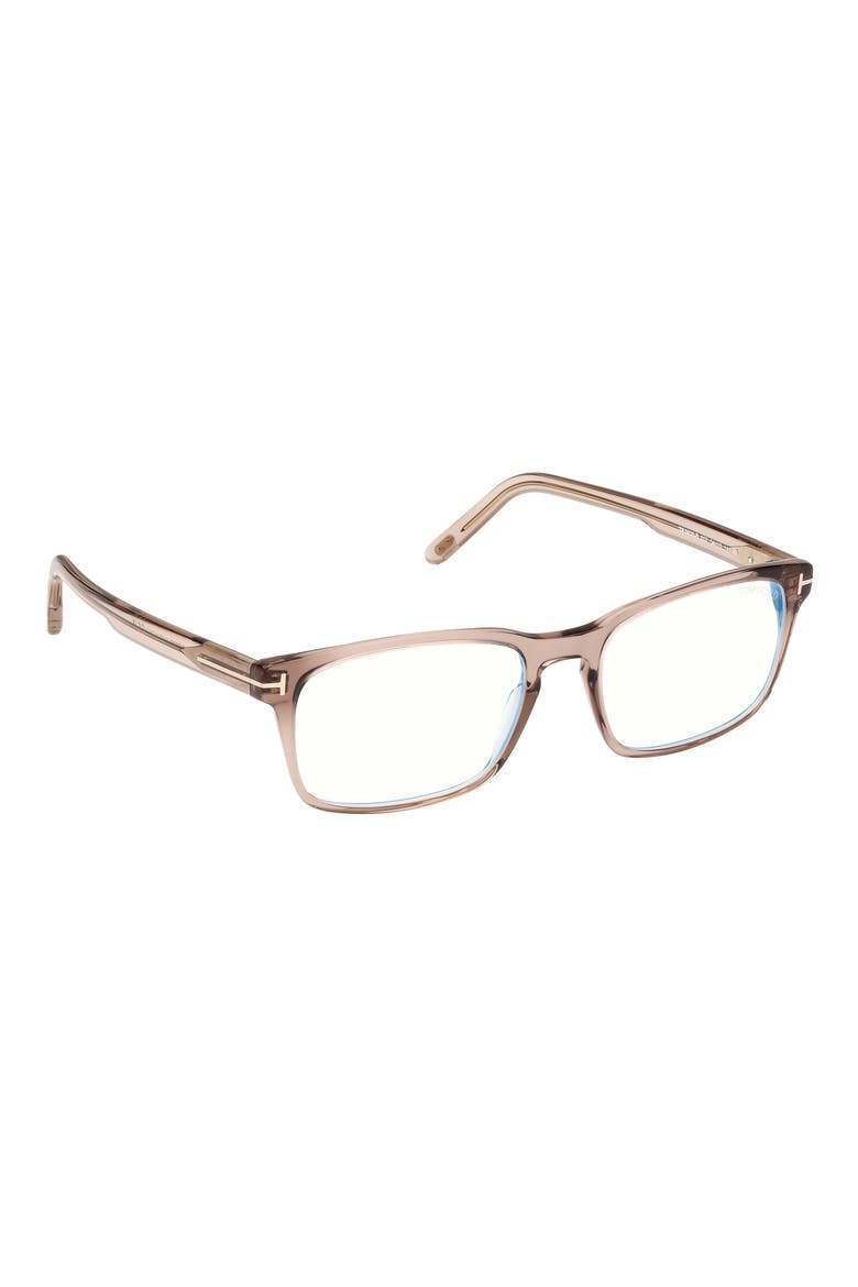 54mm Rectangular Blue Light Blocking Glasses, Alternate, color, LIGHT SAND / T LOGO