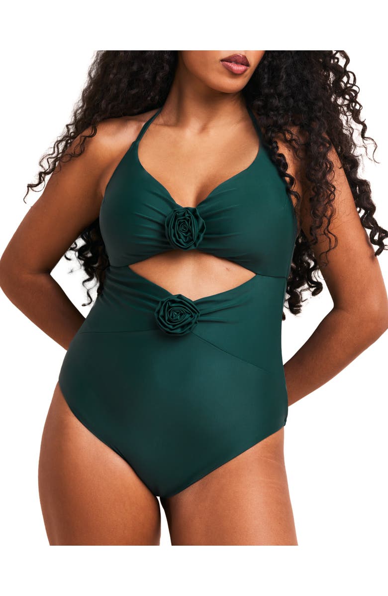 Adore Me Zola Swimwear One Piece Swimsuit, Main, color, Dark Green