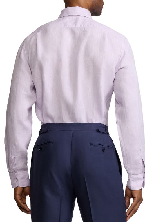 Ralph Lauren Purple Label Basket Weave Linen Button-up Shirt In Lilac Breeze