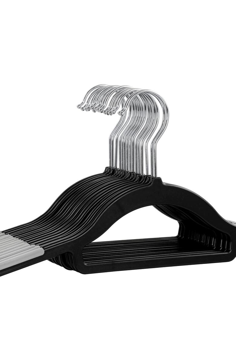 Elama Home 50 Piece Plastic Non Slip Hanger, Alternate, color, Black