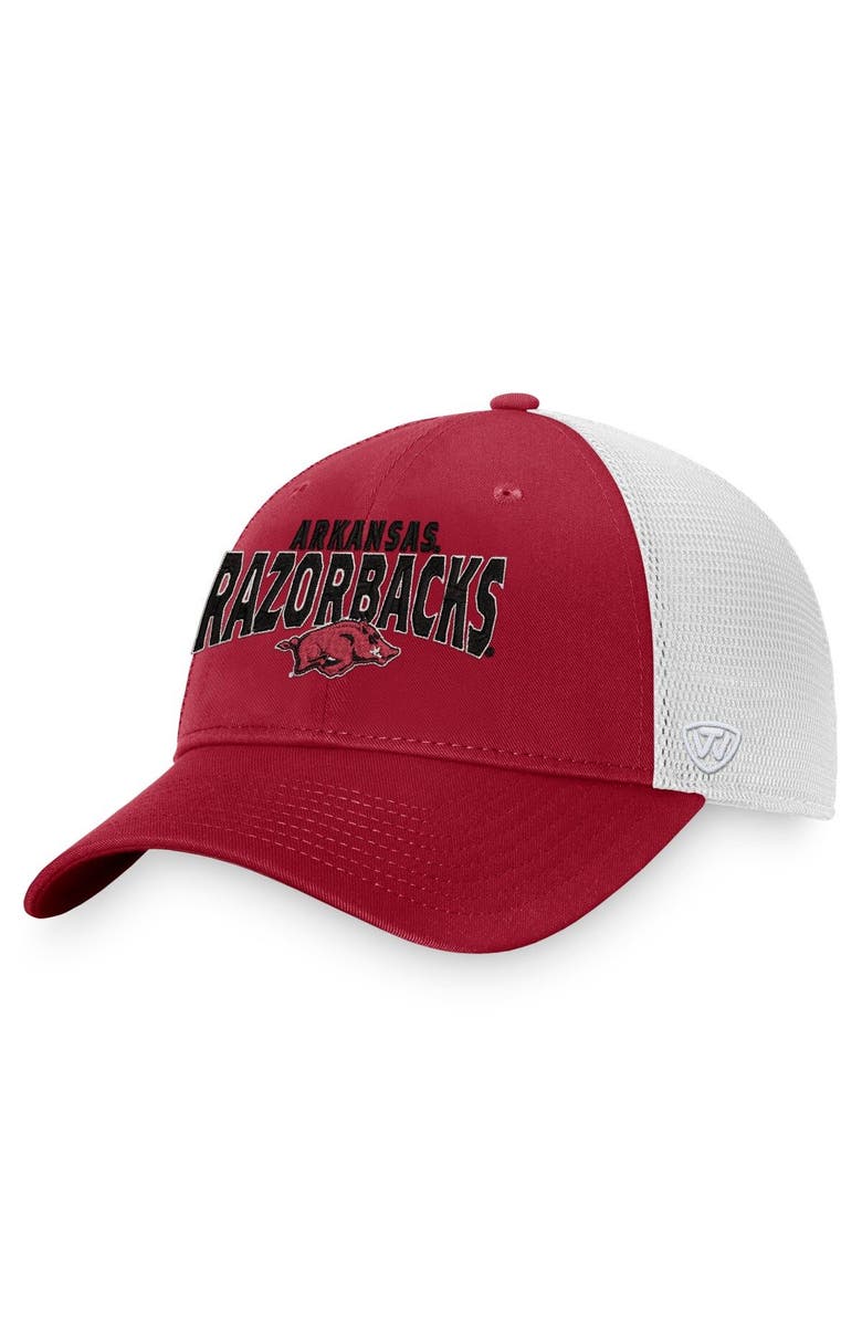 TOP OF THE WORLD Men's Top of the World Cardinal Arkansas Razorbacks Breakout Trucker Snapback Hat, Main, color, Cardinal