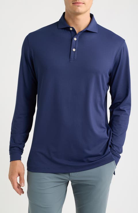 Lyons Heathered Long Sleeve Performance Jersey Polo