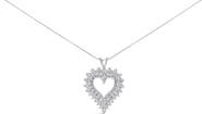 Haus of Brilliance Silver 3.00 Cttw Diamond Cluster Heart 18" Pendant Necklace