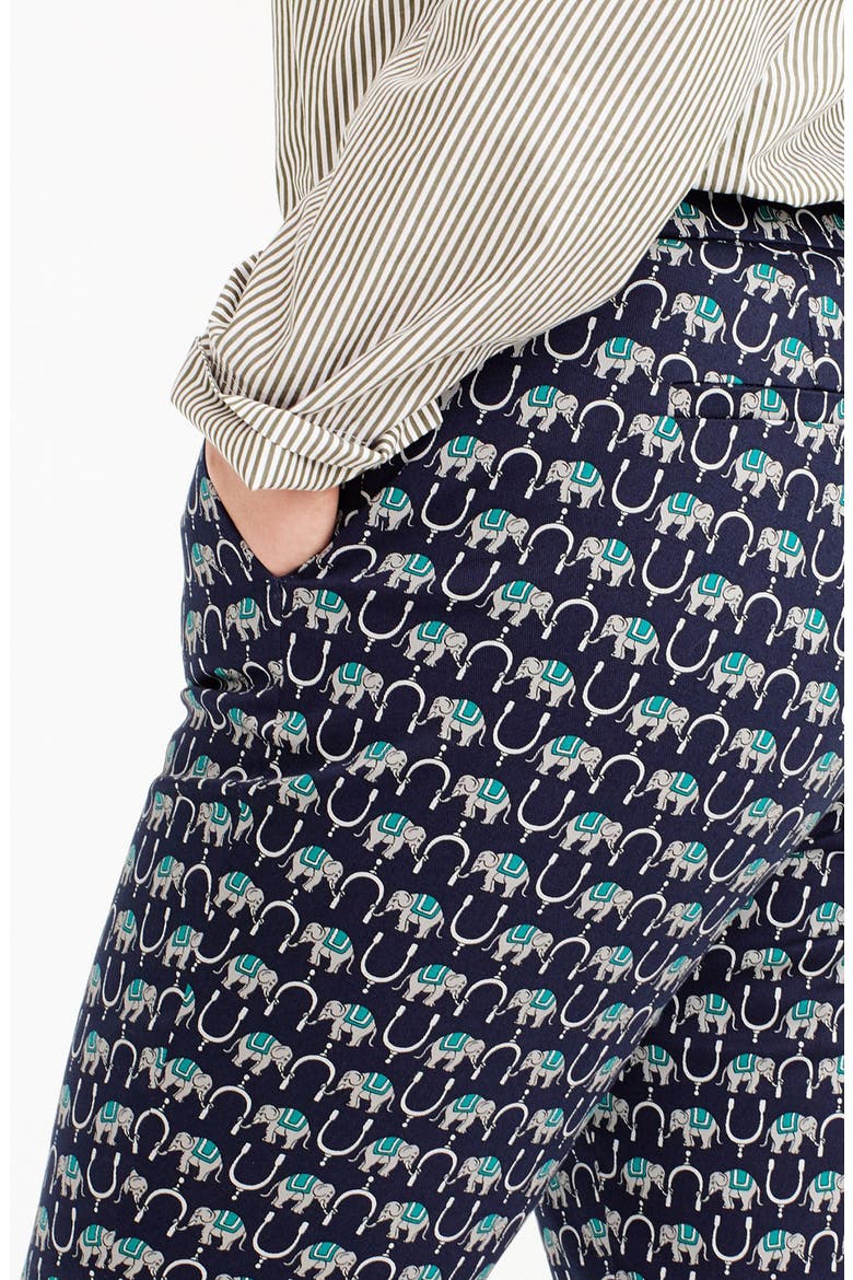 Martie Elephant Print Slim Crop Pants, Alternate, color, BRIGHT NAVY