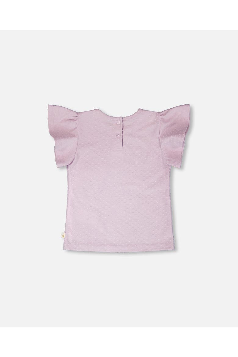 Jersey Flutter Sleeves Clover T-Shirt, Alternate, color, Lavender