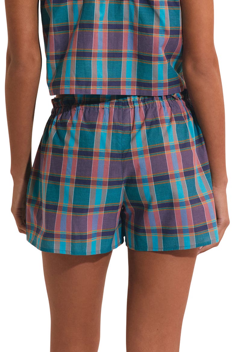 Vagabonde Plaid Cotton Sleep Shorts, Alternate, color, BLUE