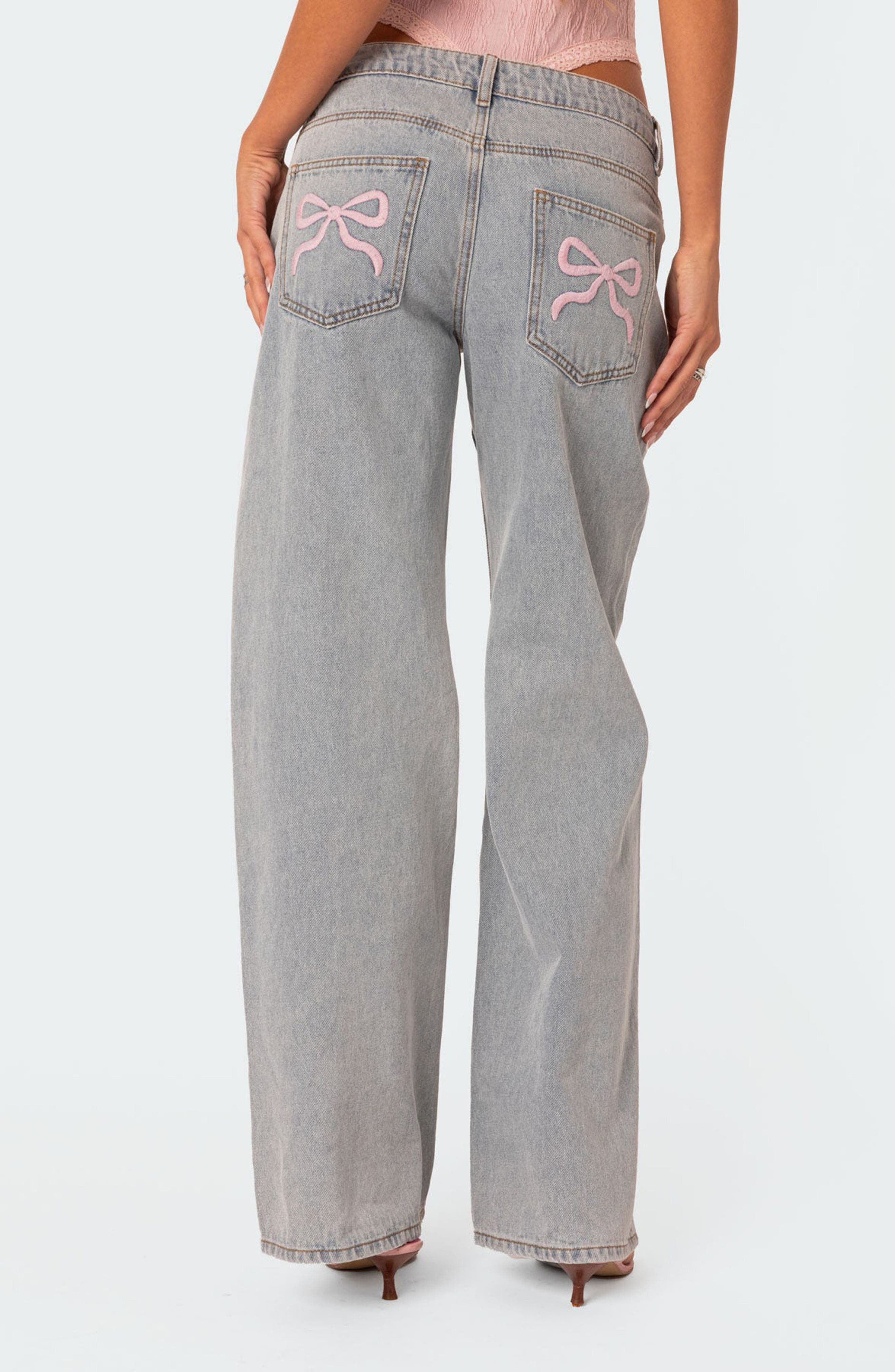 Bow Pocket Low Rise Wide Leg Jeans - image 2