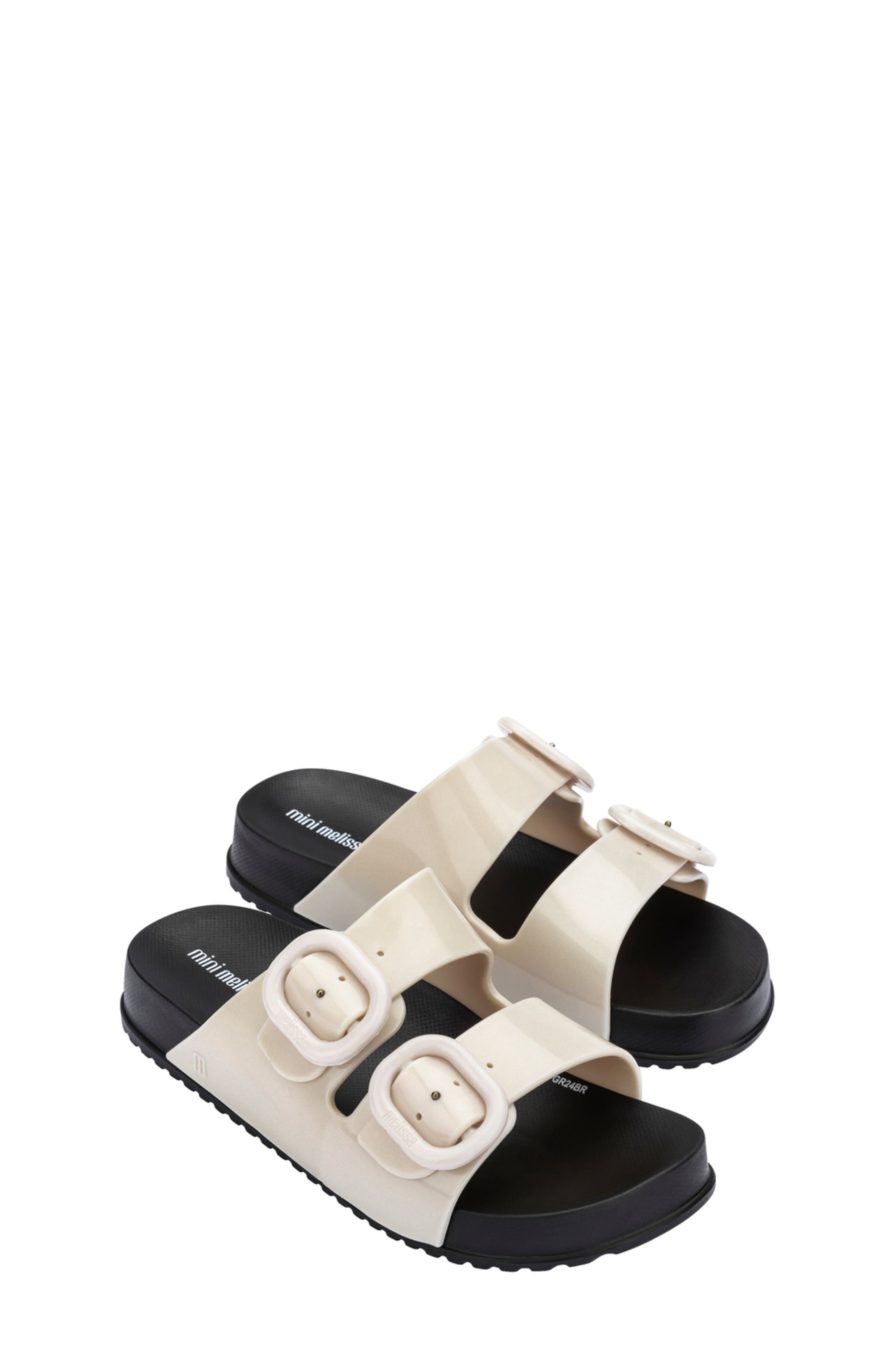 Mini Melissa Kids' Mini Cozy Slide Sandal, Main, color, Black/ Beige