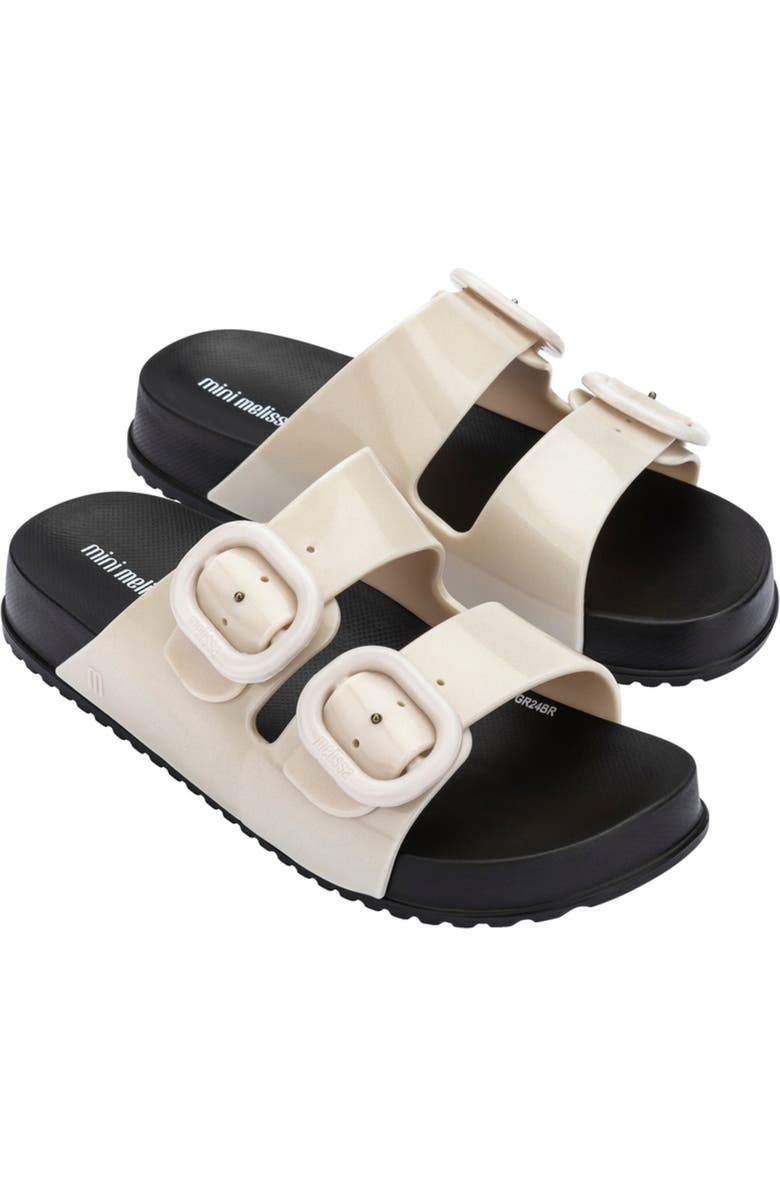 Mini Melissa Kids' Mini Cozy Slide Sandal, Main, color, Black/ Beige