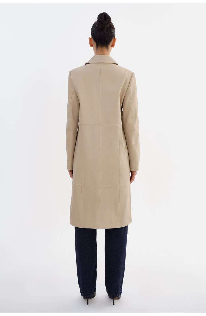 LAMARQUE BELEN | Longline Leather Coat, Alternate, color, Stone