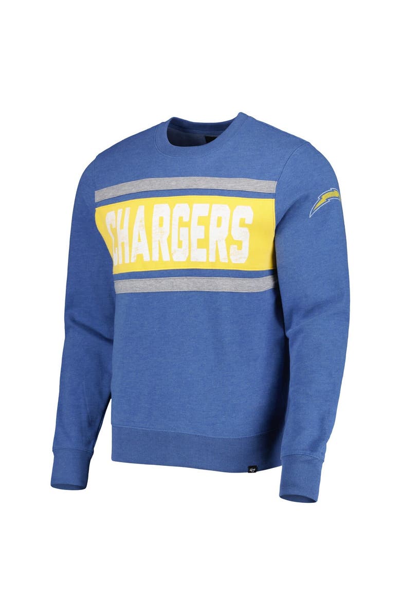 '47 Men's '47 Heathered Blue Los Angeles Chargers Bypass Tribeca Pullover Sweatshirt, Alternate, color, Blue