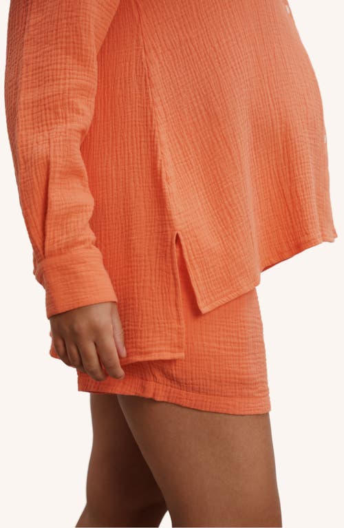 Nom Maternity The Easy Maternity Button-up Shirt In Orange