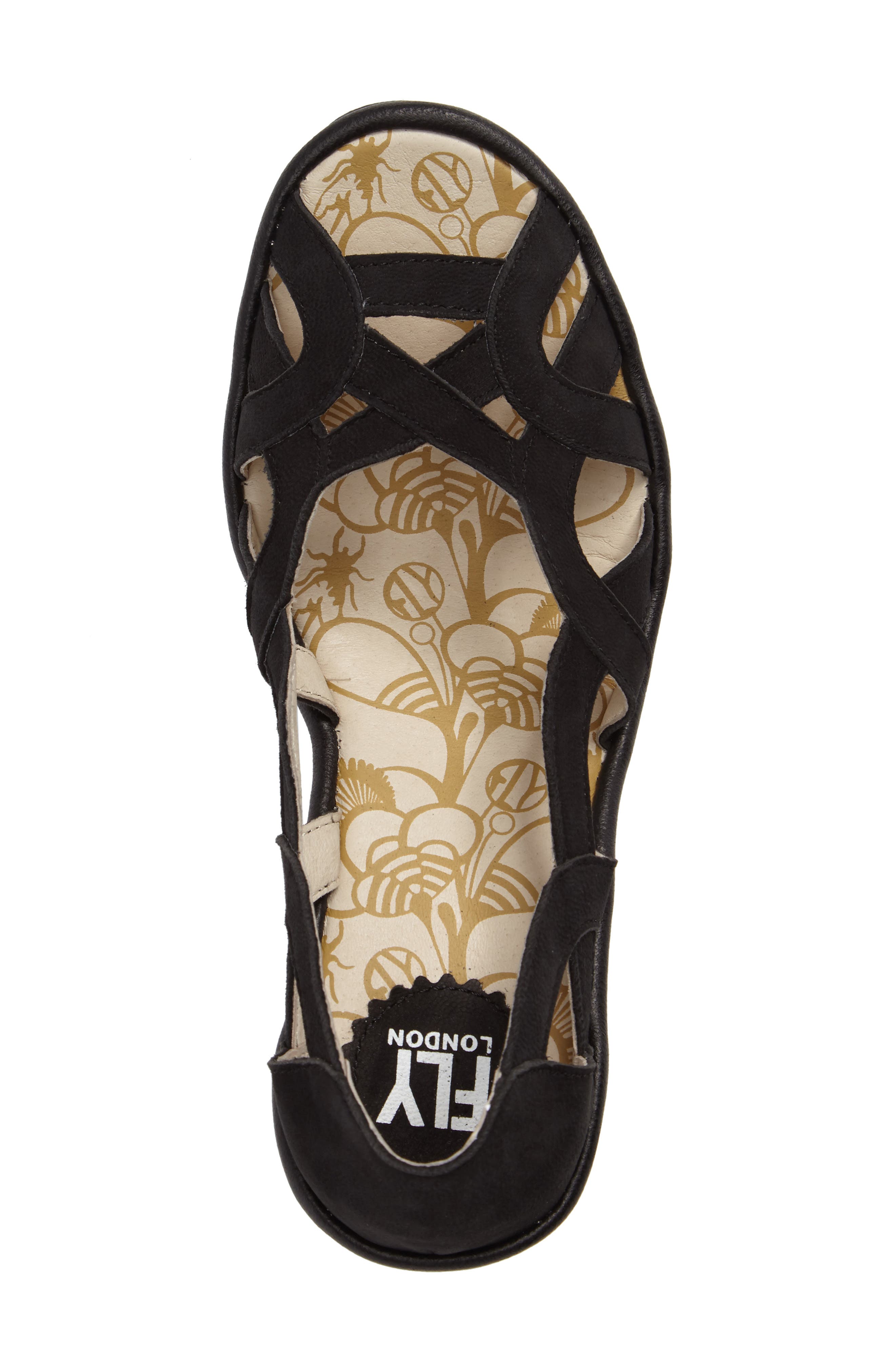 Yadi Wedge Sandal, Alternate, color, BLACK LEATHER