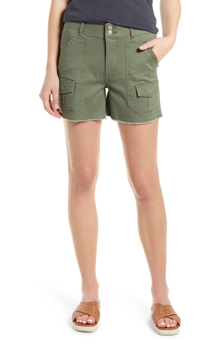 Wit & Wisdom 'Ab'Solution Frayed High Waist Cargo Shorts, Main, color,