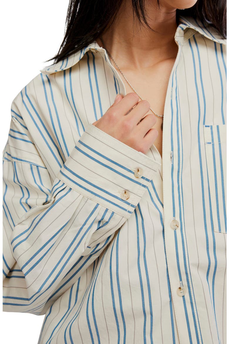 We The Free Freddie Striped Cotton Shirt, Alternate, color, IVORY COMBO